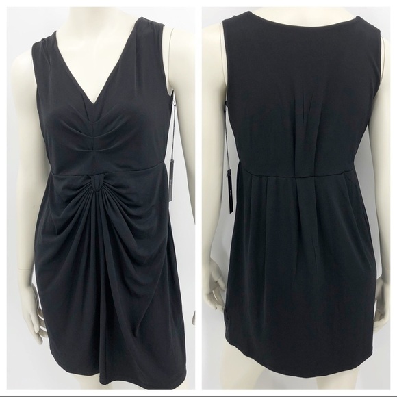 New BCBGMAXAZRIA Women’s M Black Party Draped Sheath Sleeveless Dress RN# 86297 - Picture 2 of 9